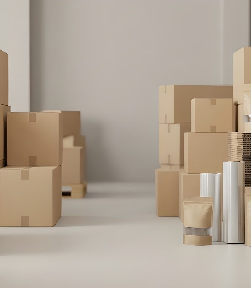 Cartons and packing materials ready for dispatch