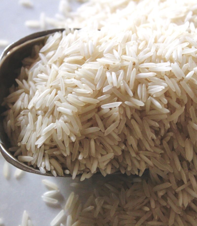 A scoop of milled Basmati rice